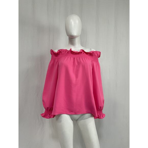 Tuckernuck Tops - Tuckernuck Off The Shoulder Pink Polyester Marguerite Blouse Size M